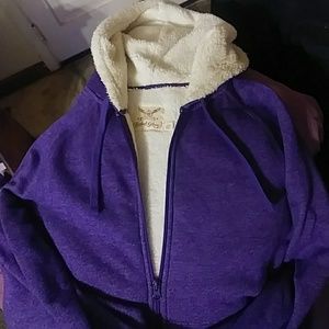 Ladies warm purple zip up hoodie